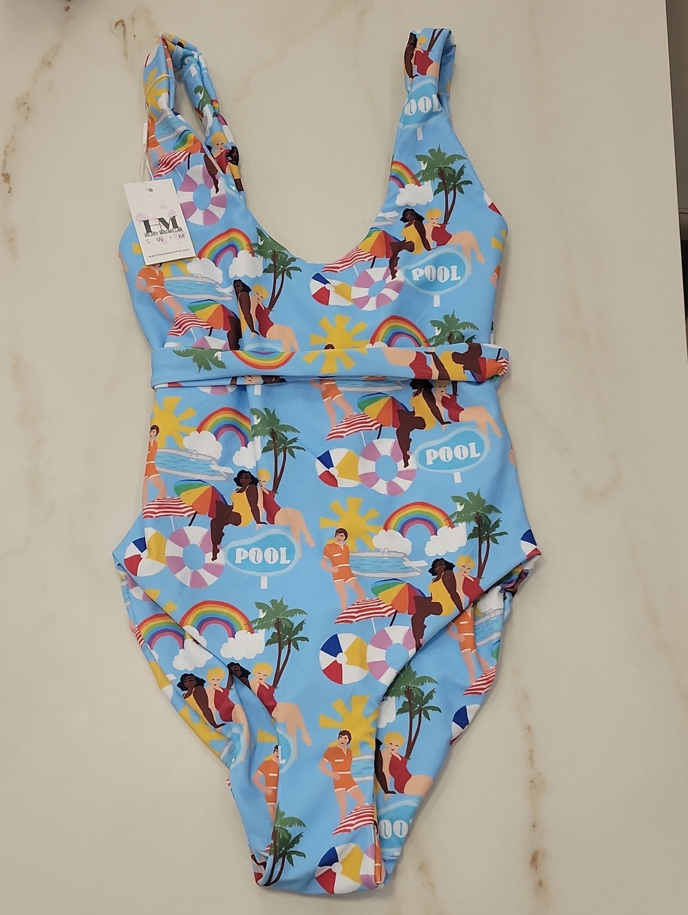 Hilary Macmillan Swim Pool Print One-Piece Swimsuit Women's sz Small